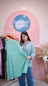 BP013 Setelan PP XXL Merek Forever Sweet Grosir Baju Tidur Piyama Wanita dewasa terbaru bahan Kaos Premium