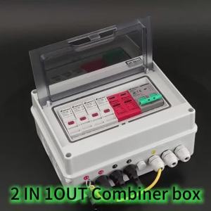 Solar PV Combiner Box With Full Copper Wire Lightning Protection 2 in 1 out DC 600V Fuse MCB SPD Waterproof Box IP65