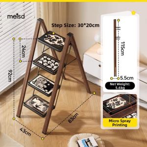 MEISD | Wooden Pattern Retro Folding Ladder