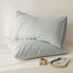 shui yang | Solid Color Cotton Washed Pillowcase Set for Single or Double Beds