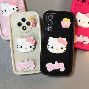 Phone Case OPPO Reno12 F A3 Pro 5G Cute Cartoon Hellokitty 3D Doll Casing Lens Protection Shockproof Silicone Soft Back Cover 2024