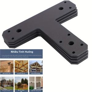 CIFBUY 4 CÁI Đầu Nối Góc Bằng Kim Loại Sắt Đen Giá Đỡ Cột Chịu Lực Cao Cho Kết Cấu Giàn Góc Nẹp Chế Biến Gỗ Dowel