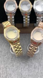 Starry Sky New 28mm Ladys Sapphire Glass Diamond Bezel Diving Watch Case With Watch Strap Fit For NH05 Movement Watch Accessory