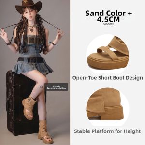 Josiny | Summer Short Open-Toe Brown Martin Boots