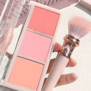 Three color blush tray milk tea tone matte and pearl natural gloss brightening long-lasting no fly powder rouge makeup