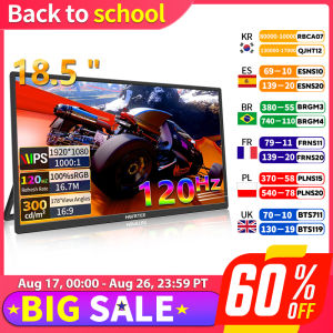 HGFRTEE 18.5" Full HD Portable Monitor Computer Gaming Display 120Hz 100%sRGB With Dual Speakers VESA For PC Laptop Xbox Switch