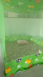 มุ้งสี่เหลี่ยม มุ้งกันยุง มุ้งต่อชาย ขนาด 8 ฟุต 9 ฟุต 10 ฟุต 12ฟุต ต่อชายผ้าโพลี หลังคาพิมพ์ลาย ตัวมุ้งทำจากผ้าพริกไทย ผ้าหนาตาถี่ ซักเครื่องได้