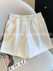 High Waist Wide Leg Short Casual Pants Elastic Waist Versatile Loose Fit Summer Korean Style Womens Discount Fashion Pants