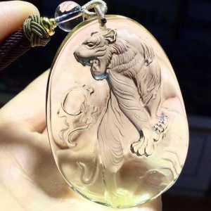Pure natural yellow crystal zodiac tiger pendant ✨ Full and plump in shape exquisite in craftsmanship lifelike helps career progress steadily\ud83d\ude4f Attracts wealth and prosperity abundant financial resources! Protects peace and health