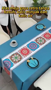 Kain Meja PVC Alas Meja Makan Segi Empat Tahan Air Gaya Nordic untuk Meja Kopi