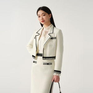 BADINA | Áo Khoác Tweed Ngắn Mới cho Phụ Nữ Mùa Xuân & Thu