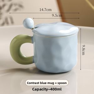 Mr.Snail | Ceramic Mug with Lid and Spoon for Couples