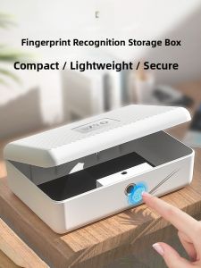 SZYG Fingerprint Lock Storage Box Privacy Key Document Stamp Jewelry Valuable Items with Password Lock Safe Simple Style Plastic