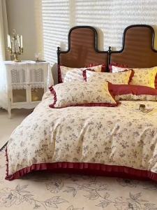 Suxuan | Princess Style Ruffled Lace Double Layer Muslin 4 Piece Set