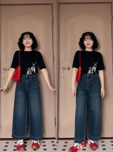 Retro Blue Balloon Pants High Waist Loose Fit Fashionable Straight Leg Jeans Womens Autumn New Style Versatile Nine-Piece