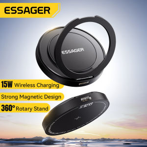 Essager 15W Wireless Chargers With Mag-netic guide sheet Fast Charging Portable Holder 360 Rotaty Stand For iPhone 16 15-12 AirPods Android Phone Fast Charging Wireless Chargers