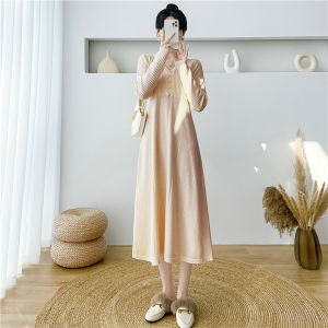 Autumn Winter French Knot Orange Grass Knitted Dress Womens New Style Small Fragrance Wind High End Atmosphere Salt Series Dress