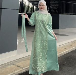 Baju Brokat Kondangan Wanita Terbaru Gamis Brukat Mewah Elegant Velvet Mix Brukat Premium 2025 Dress