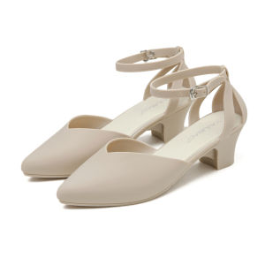 Giaebmo Fairy Style Sandals mid Heel Womens Shoes Buckle Strap Cover Toe Summer Fashion Casual Low Cut Plastic Outsole