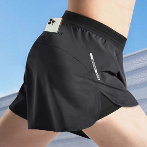 Marathon Professional Mens Running Shorts with Inner Lining Double Layer Quick Dry Three Quarter Length Summer Sports Set Mobile Phone Friendly