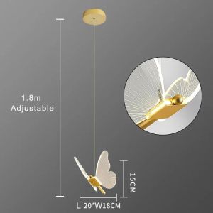 Nordic Butterfly Led Pendant Lamp Bedside Staircase Bedroom Hanging Lamps For Ceiling Art Indoor Lighting Light Fixture