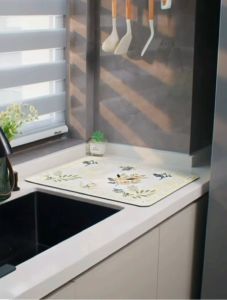 Drain Pad Rubber Dish Drying Mat Super Absorbent Drainer Mats Tableware Bottle Rugs Kitchen Dinnerwa