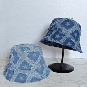 หมวกบังแดดทรงกลมสไตล์เดนิมสำหรับผู้หญิง หมวกตกปลา ขอบขน ฤดูใบไม้ร่วง/ฤดูหนาว สไตล์เกาหลี หมวกสำหรับเด็กและเยาวชน หมวกสำหรับเดินทาง