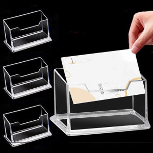 【Free Shipping】Clear Desk Shelf Box Storage Display Stand Acrylic Plastic Transparent Desktop Business Card Holder ID Card Display