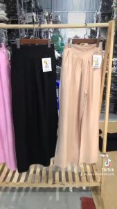 Quần xuông nữ chất đũi tơ mềm ống rộng xếp ly phong cách ulzzang Hàn Quốc