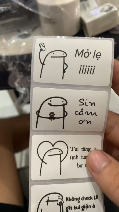 50/100 tem THẰN LẰN CẢM XÚC 30x50mm nhãn dán meme, sticker niêm phong ...