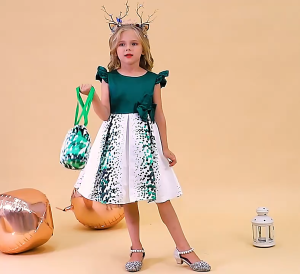 Summer Green Dress For Baby Girls Princess Evening Tutu Birthday Party Dress Toddler Girl Flower Christening Clothes for 3 4 5 6 7 8 9 10 Years Old