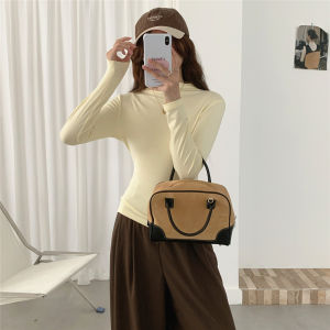 Mint Green Fleece Lined Brushed Womens Slim Fit Base Shirt Korean Style Design Casual Long Sleeve T-Shirt Comfortable Breathable