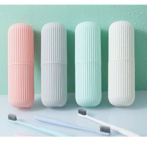 1 Portable Toothbrush Cup Travel Toothbrush Case Vertical Stripe Portable Mouthwash Cup Toothbrush and Toothpaste Storage Box