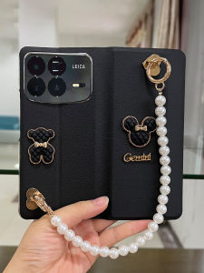 Luxury Foldable Screen Phone Case Full Cover Magnetic Absorption Flip Cover Leather Cute Minnie Stand with Bracelet Anti-Fall for Xiaomi MixFold4