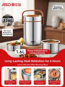 ASD | Long Insulation Large Capacity Insulated Lunch Box 316L Stainless Steel