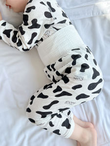 Summer Childrens Cotton Pajamas Set High Waist Belly Protection Long Sleeve Home Clothes Cartoon Print Cool Air Conditioner Suit