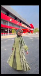 gamis anak perempuan bahan linen motif usia 4th 5th 6th 7th 8th 9th 10th 11th -12th