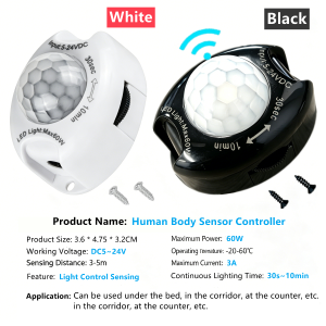 60W DC Plug Adjustable DC5~24V 3A Highly Sensitive PIR Motion Sensor Switch Infrared IR Sensor Detector Time Delay for LED Strip