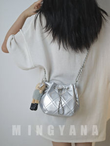 MINGYANA | Luxurious and Unique Design Silver Mini Bucket Bag