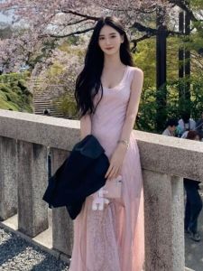 CHANGTONG | Elegant French Style Slimming Halter Dress