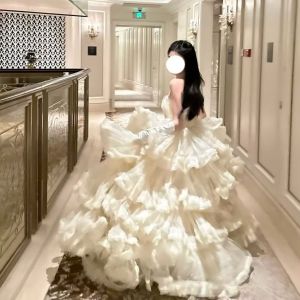 เรียบหรู ปาร์ตี้วันเกิดสําหรับผู้ใหญ่ เดรส กระโปรง สไตล์เจ้าหญิงเรียบง่ายหรูหรายาว กระโปรง มีสายสะพายไม่มีแขน ทรงเอ Silhouette