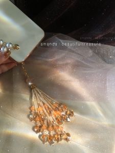 Crystal Keychain Orange Crystal Bag Pendant Flash Diamond Tassel Mobile Phone Pendant U-Disk Lanyard Ancient Style Clothing Pendant