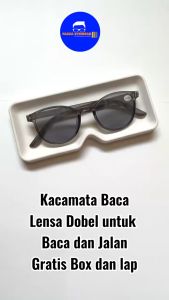 Kacamata Baca Double Fokus Lensa Hitam Kryptok Frame Oval untuk Laki-Laki dan Perempuan