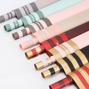 Kertas buket Striped "Happy" Cellophane Flower Wrapping kb6056