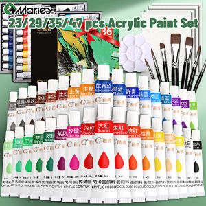 Professional Acrylic Paint Set - 23/29/35/47 pcs 12/18/24/36 Colors 12ml/0.41floz Colors Tubes Kit for DlYRockWoodCeramic