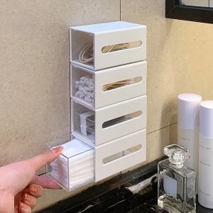 กล่องที่ยึดผนังสีขาวกล่องเก็บเครื่องประดับไม้พันสำลีเครื่องสำอางสำนักงานบ้านของจิปาถะสายคาดหัวลายกุหลาบลิ้นชักเก็บของ