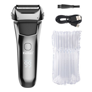 Kemei | Original Kemei Wet Dry Waterproof LCD Display Electric Shaver Beard Electric Razor For Men Facial Shaving Machine Rechargeable