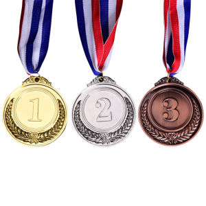 [Ueb Flagship Mall]2 Inches Gold Silver Bronze Award Medals with Neck Ribbon Gold Silver Bronze Prizes Round for Competitions Party