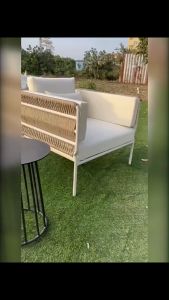 BUNISE Parallax ชุดโซฟาหวายสานกลางแจ้ง - 1-2 ที่นั่ง สไตล์นอร์ดิกมินิมอล กันแดดกันฝน เหมาะสำหรับสวน & วิลล่าริมสระว่ายน้ำ