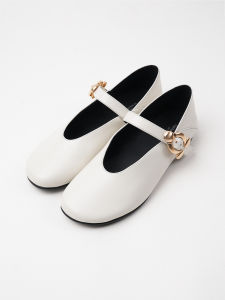 Fashionable Mary Jane Shoes round Toe Flat Heel Slip-On Womens Flats V-Notch Grandmother Shoes Pet Cat Style Spring 2025